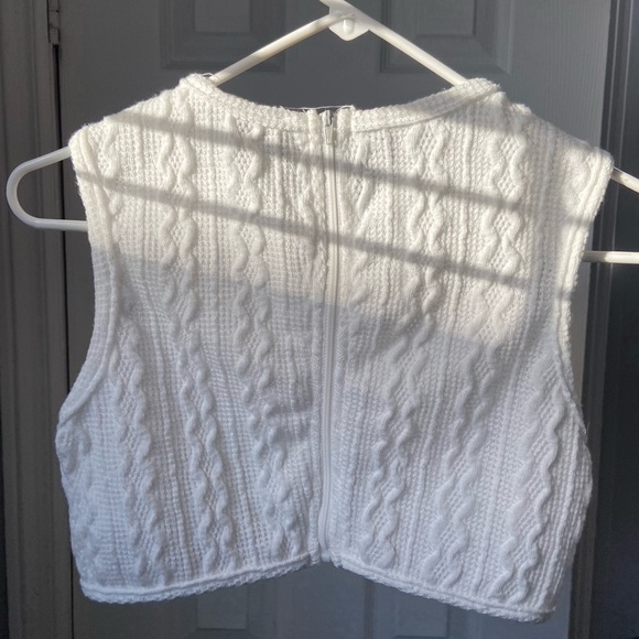 White Knit High Neck Tank - Picture 2 of 2